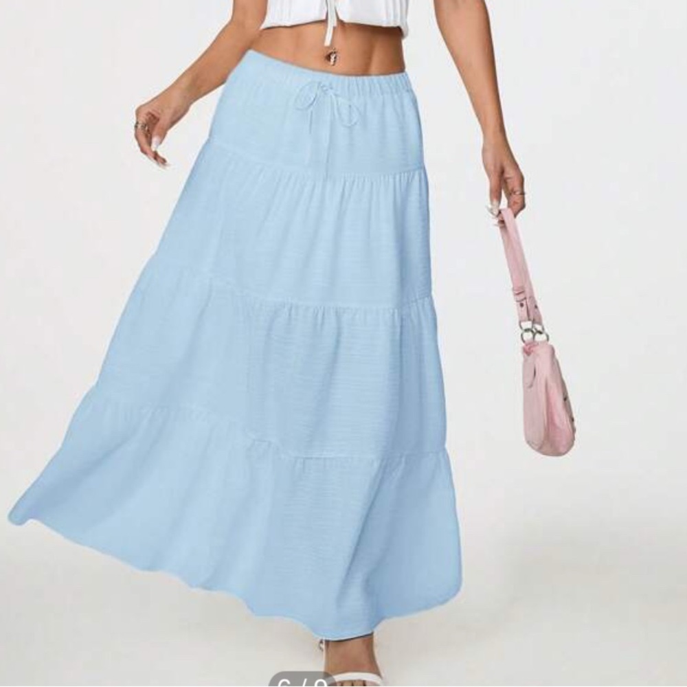Shein Light Blue Tiered Maxi Skirt